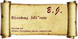 Bicskey János névjegykártya